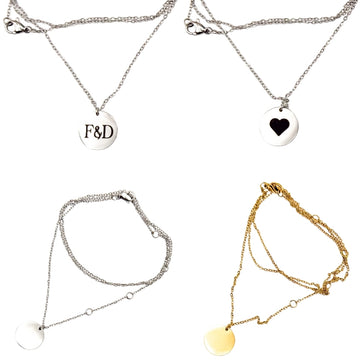 Custom Engraved Initial Disc Necklace – Personalized Round Pendant