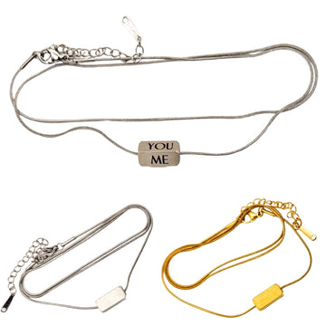 Custom Engraved Four-Sided Necklace - Minimalist Stainless Steel Necklace