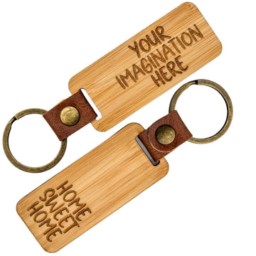 Customized Bamboo Wooden Keychain for Men and Women - Personalized Engraved Custom Name Keychain