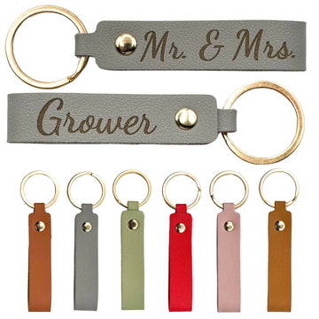 Personalized Leather Keychain for Married Couple Keychain - Custom Name Keychain, Perfect Gift for Wedding Day, Backpack Decorations, Leather Charm, Custom Leather Keychains for Marriage