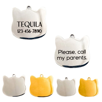 Custom Engraved Cat ID Tag – Stainless Steel, Personalized with Name and Phone Number