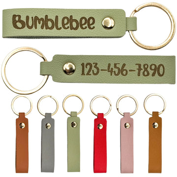 Trendy Leather Keychain Wristlet: Custom Name Keychain Personalized for Keys - Cute Aesthetic Car Accessories, Name Tag Keychain, Customizable and Stylish Leather Keychains