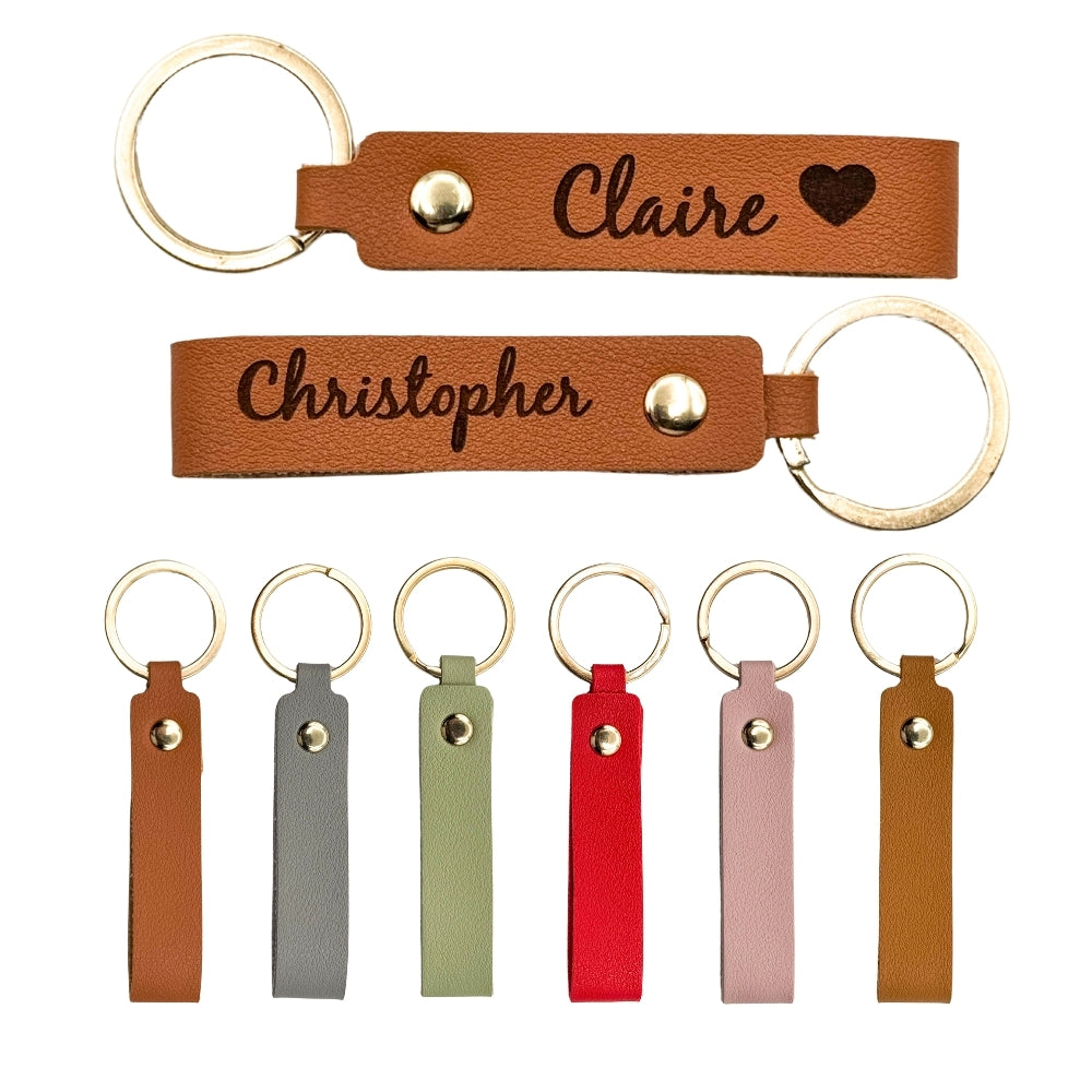 Customized Leather Keychain for couples with Initial or Name - Personalized Name Keychain for Boys and Girls - Backpack Decorations - Purse Charms - Custom Leather Keychains