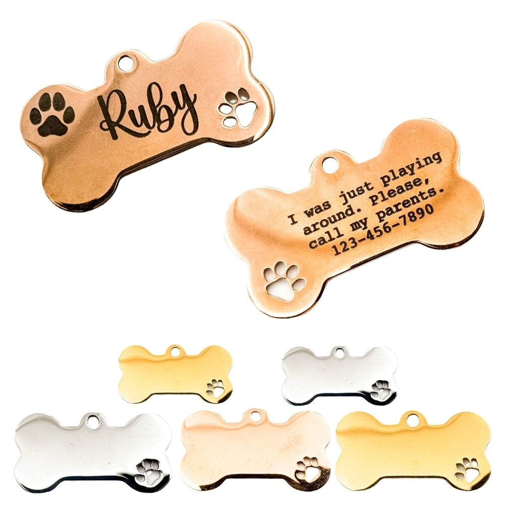 Personalized Bone-Shaped Dog Tags – Custom Engraved Pet ID Tags with Name and Phone Number– Perfect for Small and Large Dogs – Durable Stainless Steel Pet Identification