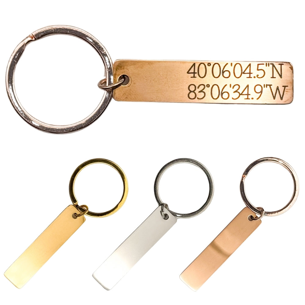 Personalized Custom Keychain - Special Location Coordinates | Matching Couple Engraved Gifts | Customizable Keychains for Couples | Customized Stainless Steel Keychain