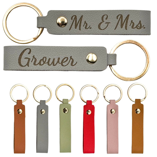 Personalized Leather Keychain for Married Couple Keychain - Custom Name Keychain, Perfect Gift for Wedding Day, Backpack Decorations, Leather Charm, Custom Leather Keychains for Marriage