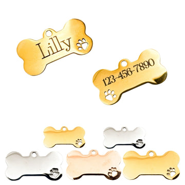 Personalized Bone-Shaped Dog Tags with Name and Phone Number – Custom Engraved Pet ID Tags for Dogs